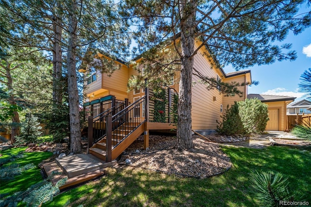 5416 S Hannibal Ct, Centennial, CO 80015 - back of property featuring a deck and stairs