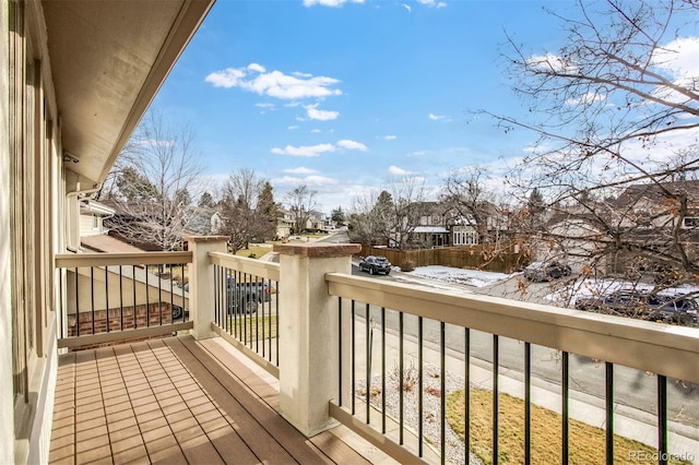 view of snow covered deck