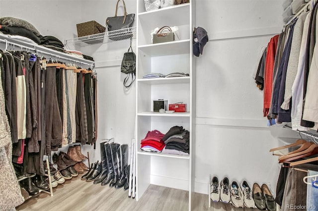 walk in closet featuring hardwood / wood-style floors