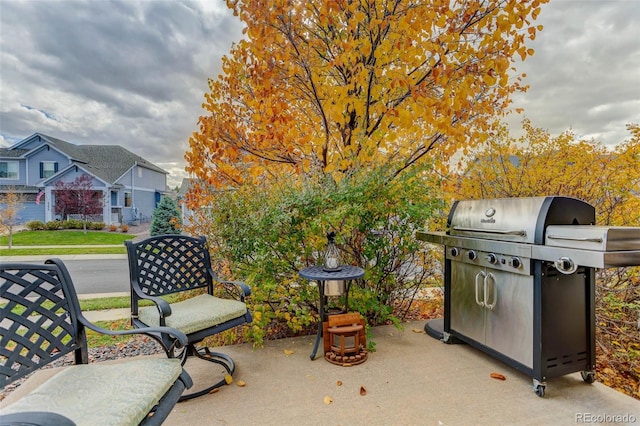 view of patio / terrace featuring a grill