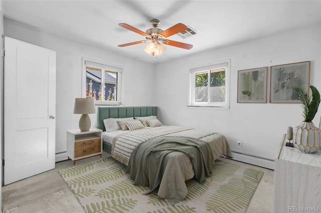1280 Xanadu St, Aurora, CO 80011 - carpeted bedroom with a baseboard radiator and ceiling fan