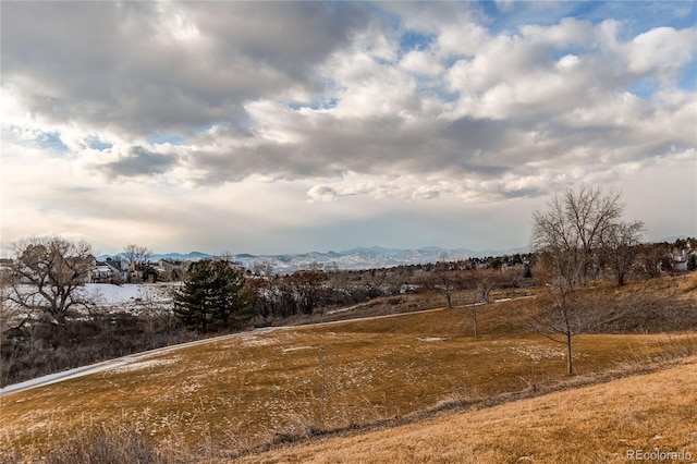 view of yard with a mountain view