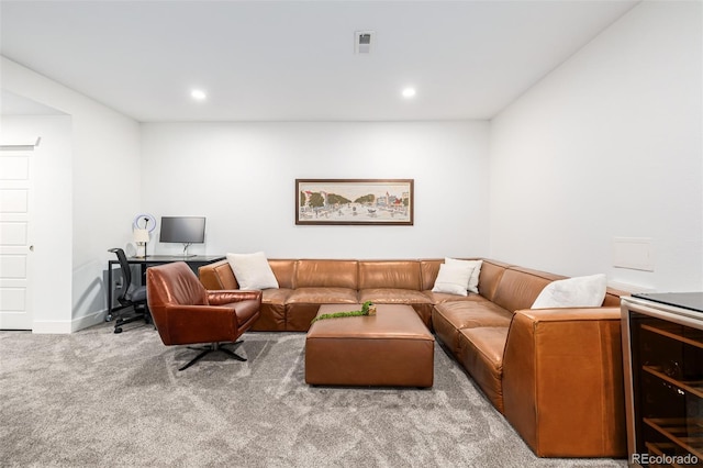2824 W Parkside Pl, Denver, CO 80221 - living room with recessed lighting, carpet, and visible vents