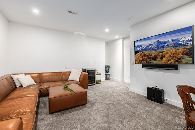 2824 W Parkside Pl, Denver, CO 80221 - living area with recessed lighting, carpet, visible vents, and baseboards