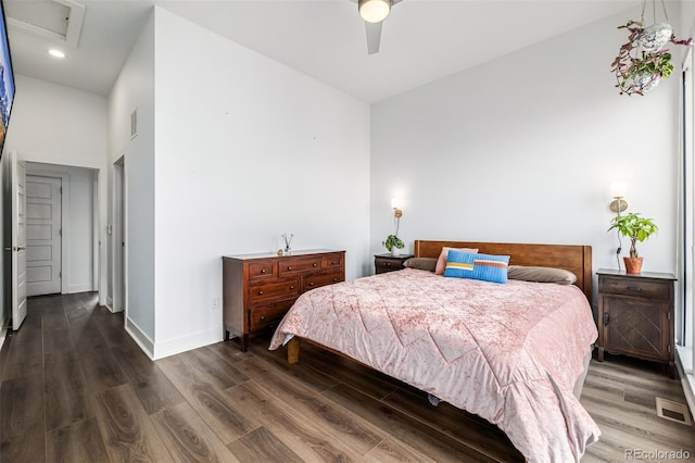 2824 W Parkside Pl, Denver, CO 80221 - bedroom with baseboards, visible vents, recessed lighting, wood finished floors, and ceiling fan