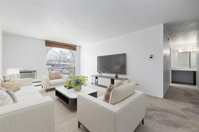 7801 W 35th Ave Unit 406, Wheat Ridge, CO 80033 - carpeted living area featuring a wall mounted air conditioner and a baseboard heating unit