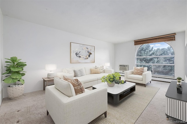 7801 W 35th Ave Unit 406, Wheat Ridge, CO 80033 - carpeted living area featuring baseboard heating and an AC wall unit