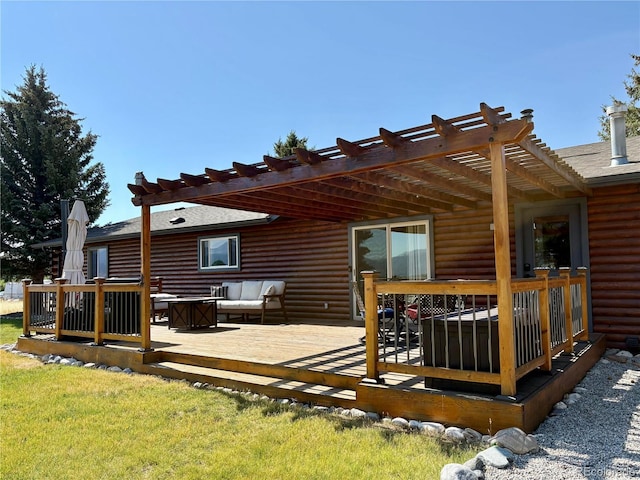 9081 Range Ln, Salida, CO 81201 - wooden terrace with a pergola and a lawn