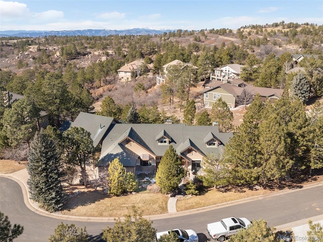 bird's eye view featuring a mountain view