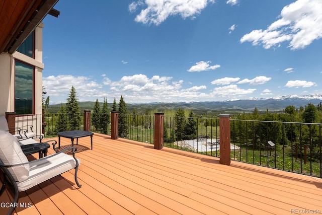 2621 Gcr 519, Tabernash, CO 80478 - wooden terrace featuring a mountain view