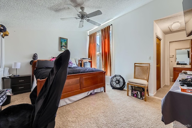4484 Juniper Ct, Larkspur, CO 80118 - bedroom featuring carpet floors, a textured ceiling, and a ceiling fan