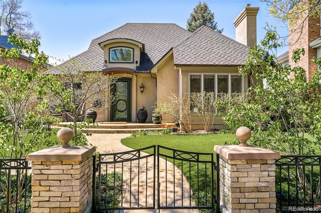 view of front of house with a front lawn