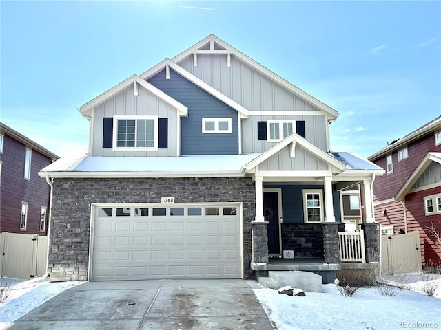 craftsman house featuring a garage and covered porch