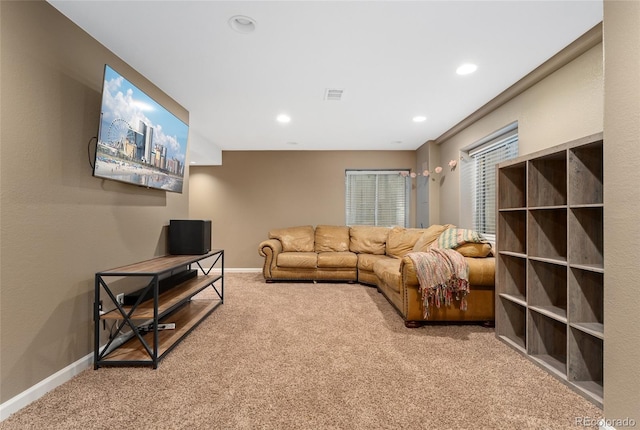 7860 E Ellsworth Ave, Denver, CO 80230 - living room with carpet, baseboards, and recessed lighting