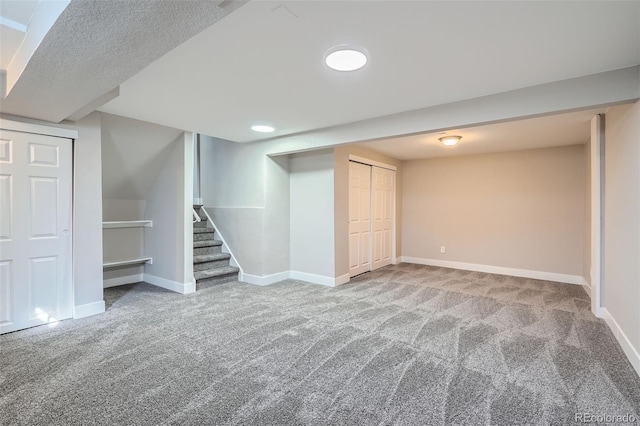 basement featuring carpet floors