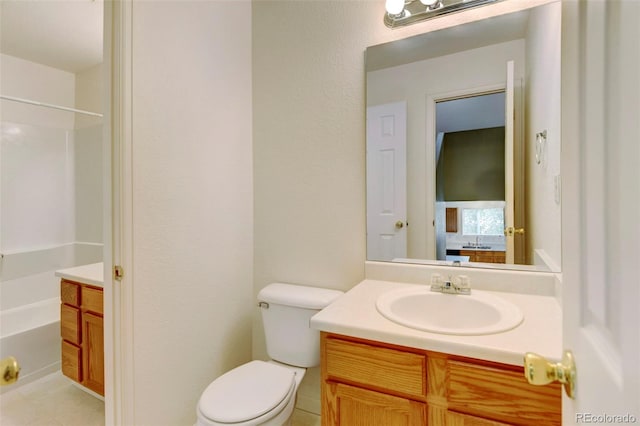 full bathroom with vanity, toilet, and independent shower and bath