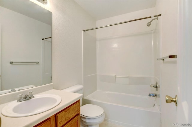 full bathroom with vanity, shower / washtub combination, and toilet