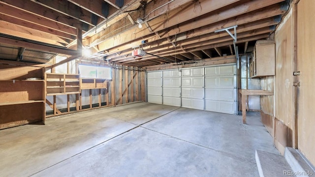 garage with a garage door opener