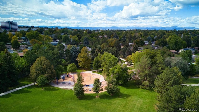 bird's eye view featuring a mountain view