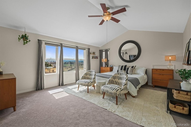 854 Countrybriar Ln, Highlands Ranch, CO 80129 - carpeted bedroom featuring vaulted ceiling and a ceiling fan