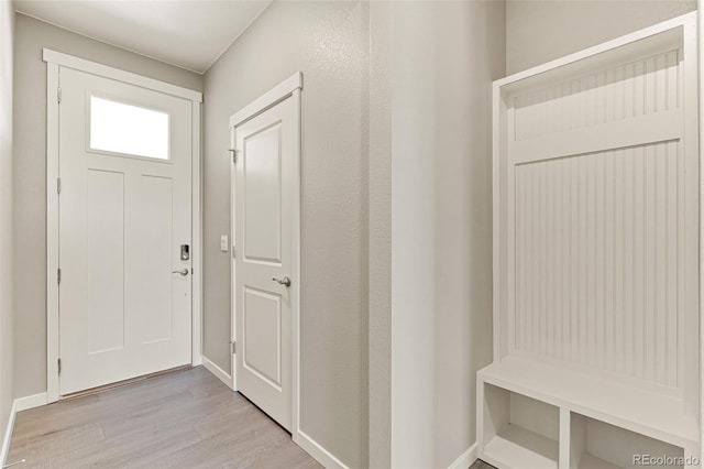 mudroom featuring light hardwood / wood-style flooring