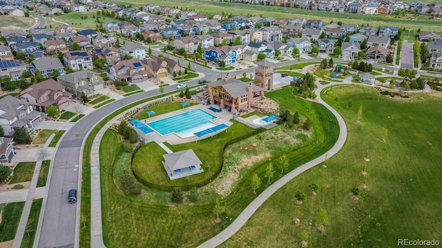 17223 W 84th Dr, Arvada, CO 80007 - aerial perspective of suburban area featuring a pool area