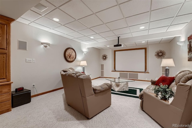 7769 W 70th Dr, Arvada, CO 80004 - home theater with light carpet and a drop ceiling