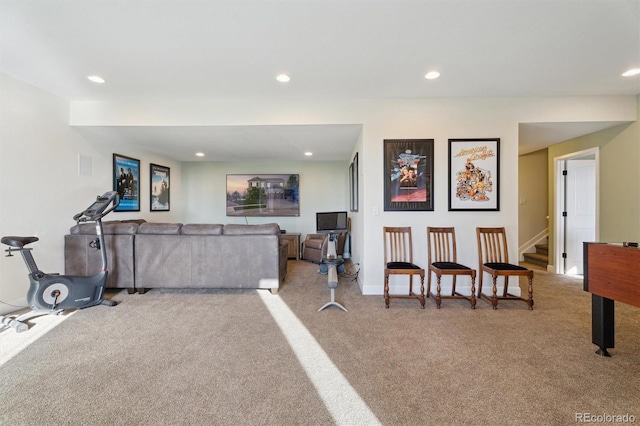 3741 Harvard Pl, Broomfield, CO 80023 - living area featuring carpet, recessed lighting, and stairs