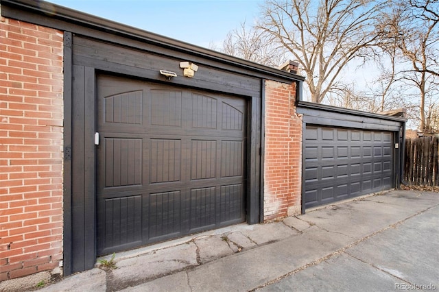 view of detached garage