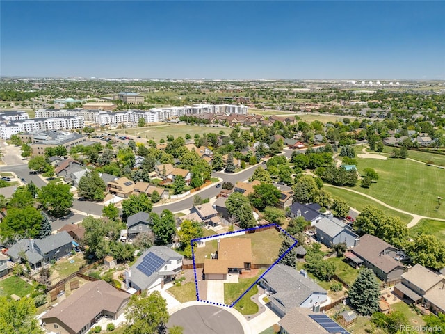 750 S Dearborn Ct, Aurora, CO 80012 - aerial view of property and surrounding area featuring property boundaries highlighted