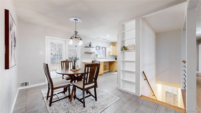 view of tiled dining space