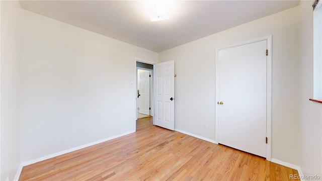 unfurnished bedroom featuring light hardwood / wood-style floors