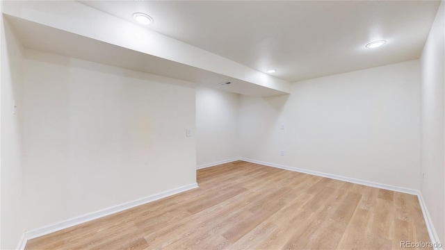 interior space with light hardwood / wood-style floors