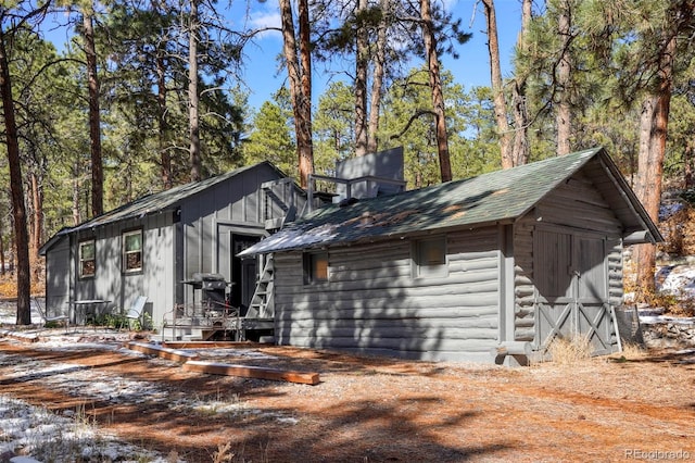 exterior space with a storage unit