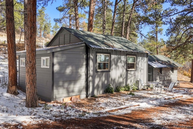 view of snow covered exterior