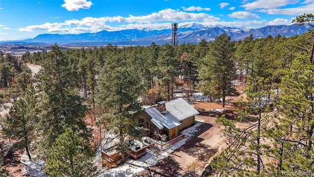 birds eye view of property featuring a mountain view