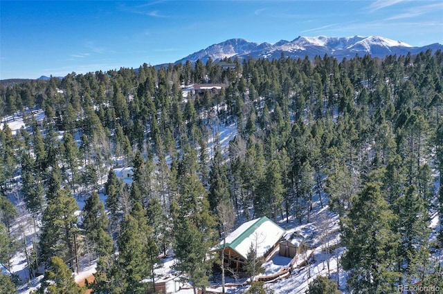 526 Wakanda Trl, Woodland Park, CO 80863 - birds eye view of property with a mountain view and a wooded view