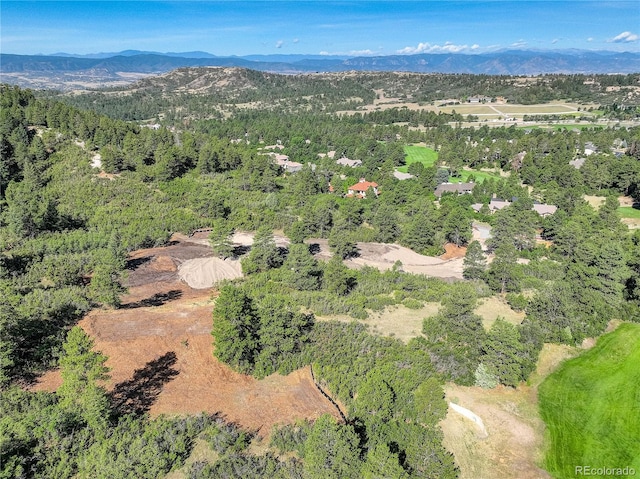 birds eye view of property featuring a mountain view