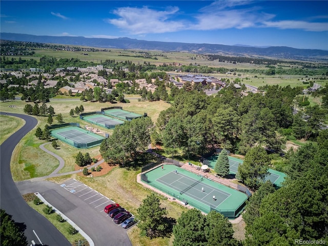 drone / aerial view with a mountain view