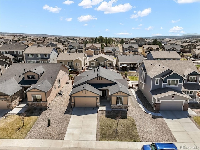 birds eye view of property with a residential view