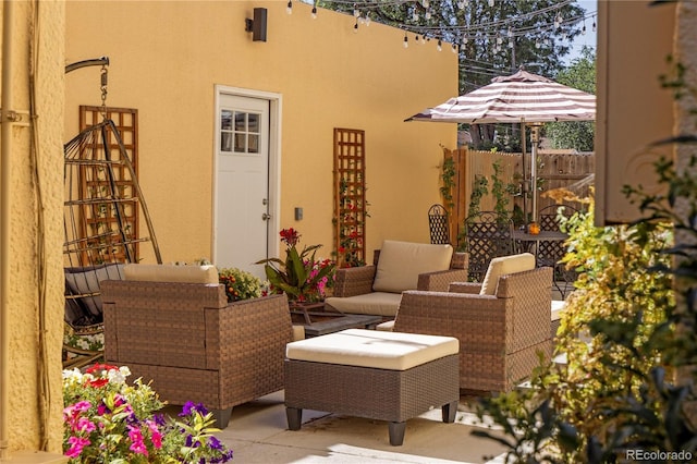 view of patio with an outdoor hangout area