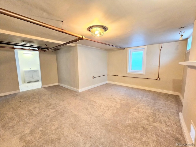 basement with carpet floors