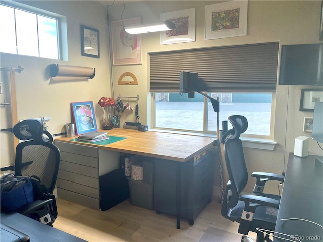 office area featuring wood finished floors and a healthy amount of sunlight