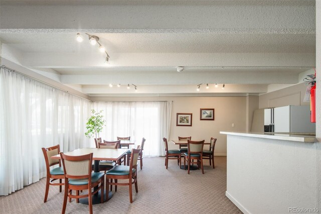 675 S University Blvd Unit 106, Denver, CO 80209 - dining area featuring track lighting, light colored carpet, and baseboards