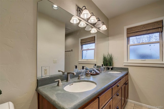 bathroom featuring vanity and tile patterned floors