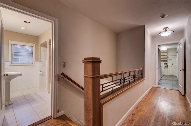 hall featuring light wood-type flooring