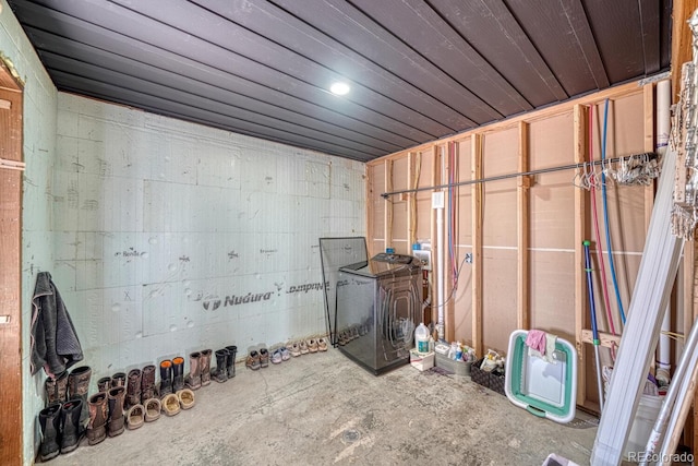below grade area with washer / dryer