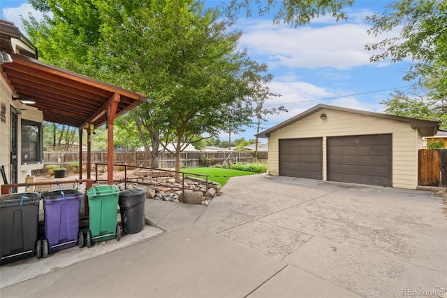 garage featuring a yard