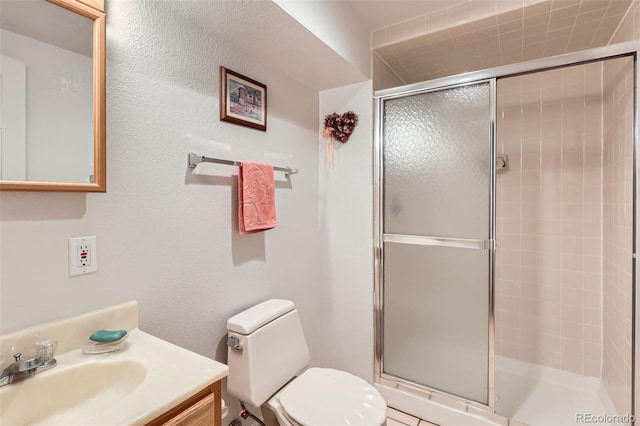 9925 W Progress Pl, Littleton, CO 80123 - bathroom with a stall shower, toilet, and vanity
