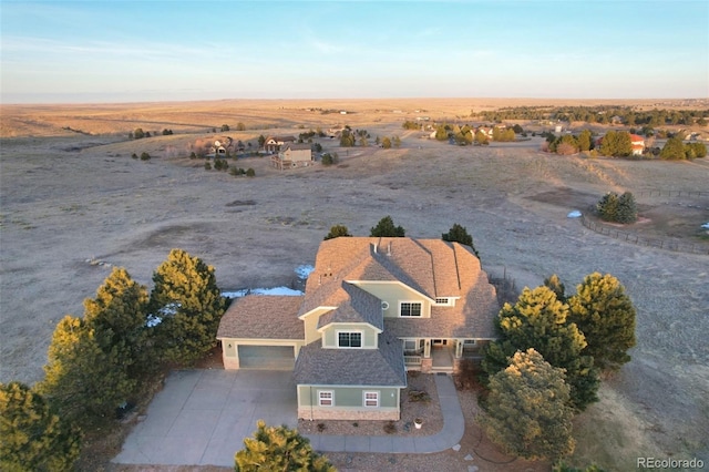 drone / aerial view with a rural view